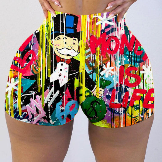 Monopoly cartoon colorful fresh 3d printing hot beach shorts wholesale