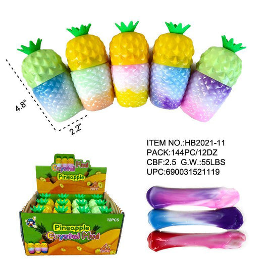 pineapple Squish Slime toys display of 12 pieces wholesale
