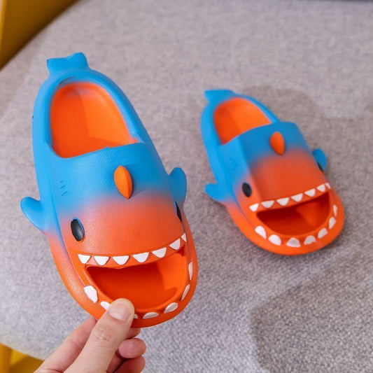 Wholesale Sliders Sharks Slippers Kid Thick Sole In/Outdoor Sliders Sandals Orange Blue
