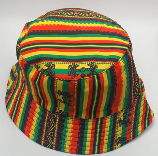 Reggae Vibes Bucket Hat - Red Gold Green Rasta Colors