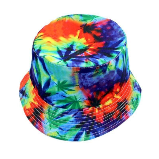 Groovy Tie Dye 420 Weed Leaf Bucket Hat Stoner Culture Headwear wholesale