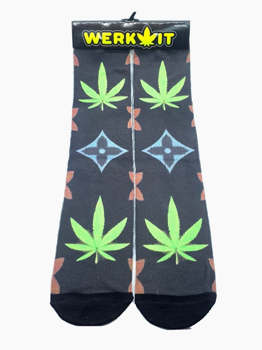 wholesale Leaf Unisex Printed Long Socks Rasta 3D