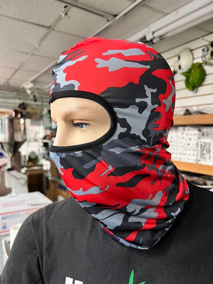 red camouflage ski mask unisex pop stars trendy snow kids adults winter cosplay