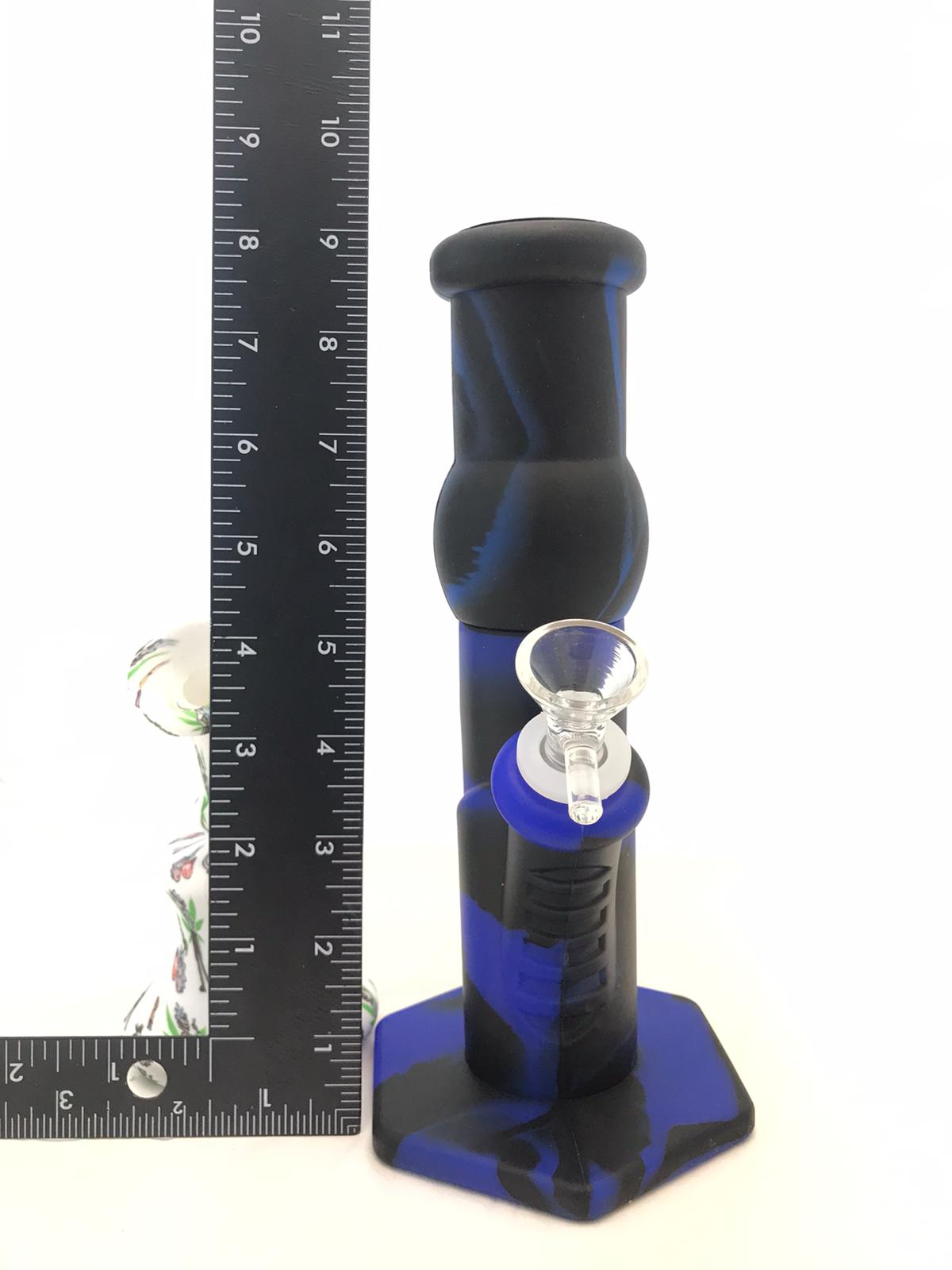 Silicon tall bong colors BLACK/BLUES