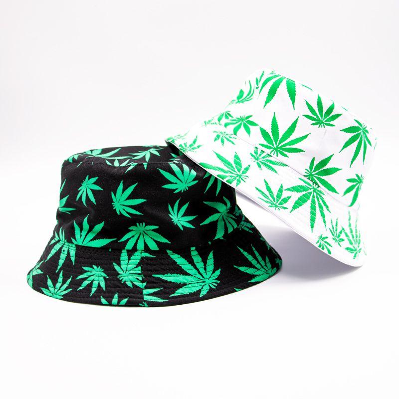 Weed print bucket hat BLACK LEAF