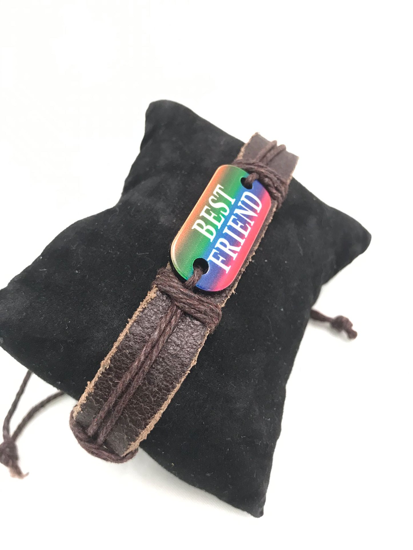 BEST FRIEND LEATHER BRACELET DISPLAY OF 12