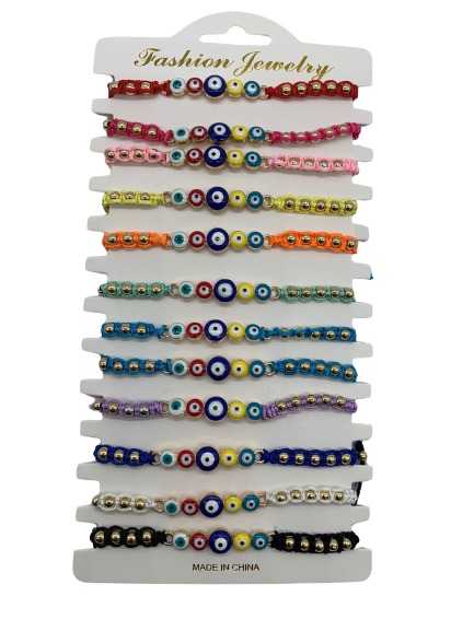 Protection and Luck with Our 12 Pcs Colorful Evil Eye Beaded Bracelets