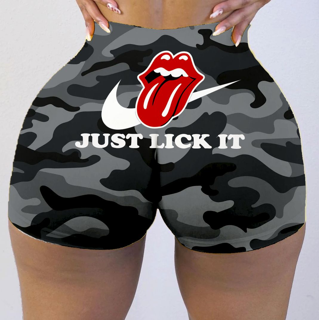 JUST LICK IT grey camouflage shorts