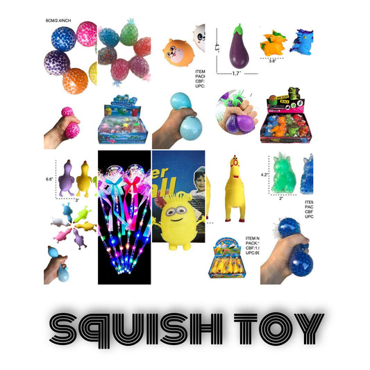 Wholesale Squish slime toys display of 12 pieces