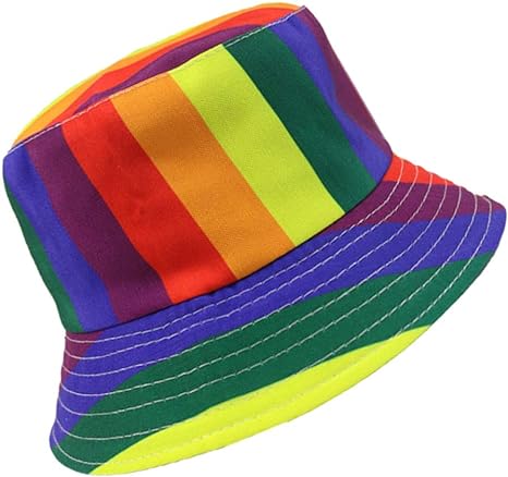 Rainbow Pride LGBTQ Bucket Beach Hat - One Size Unisex Adult  Fishing Cap Folding Sun Hat for Women Girls Teens