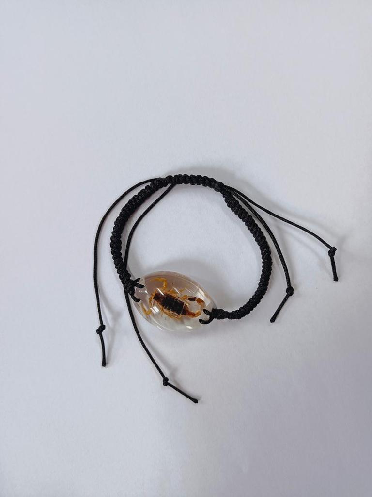 real SCORPION melted into resin bracelet black cord wholesale