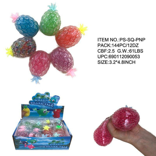 Pineapple Squish slime toys display of 12 pieces