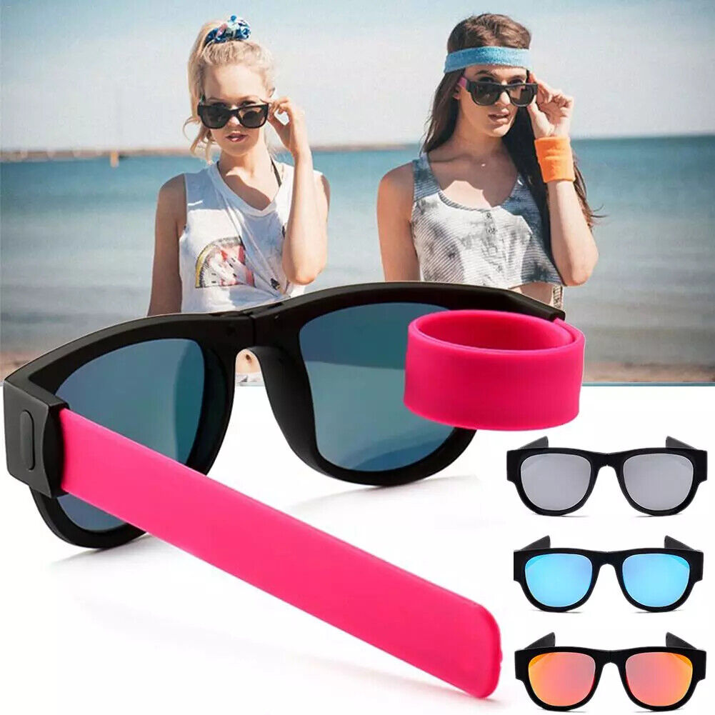 Pink Sunglasses & Wristband in One Foldable Clap & Go Foldable Stylish Shades