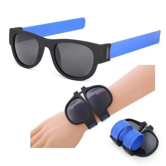 Blue Sunglasses & Wristband in One Foldable Clap & Go Foldable Stylish Shades wholesale