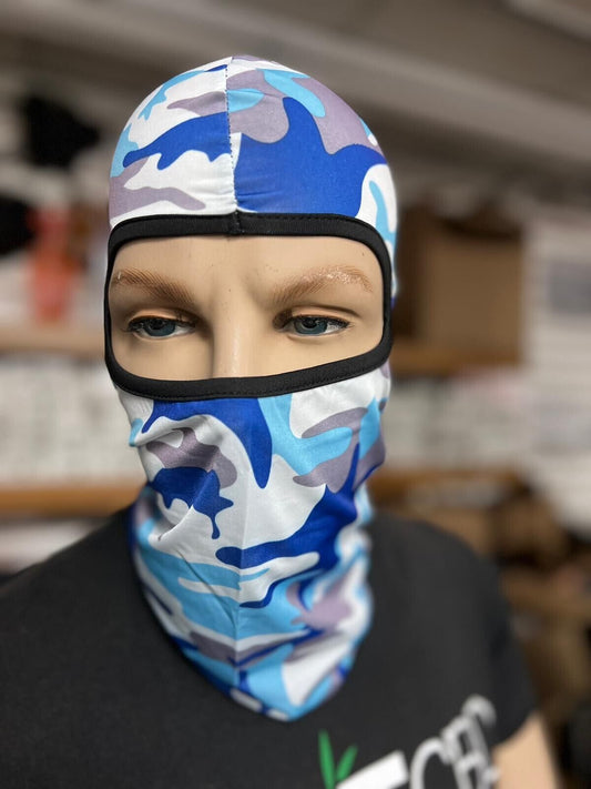 Blue camouflage ski mask unisex pop stars trendy snow kids adults wholesale