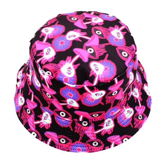 Psychedelic eyes Mushrooms Bucket Hat - One Size Unisex Pink Purple wholesale