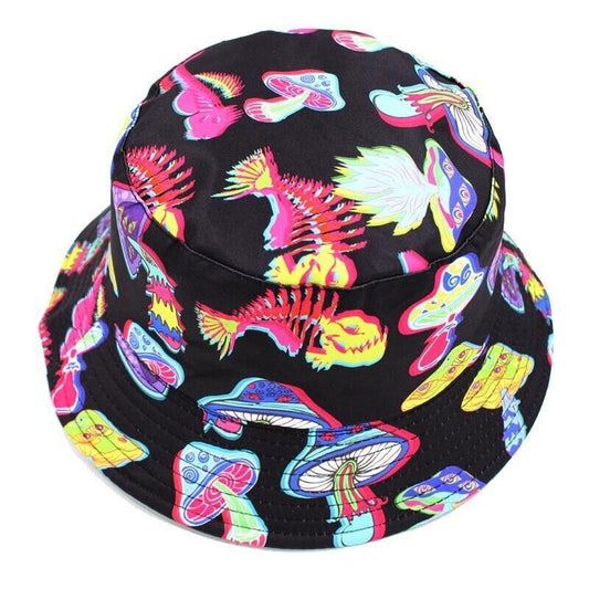Psychedelic Eyes and Fish Skeletons Bucket Hat Popular Fashion trippy style wholesale