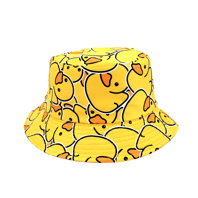 Reversible Yellow Duck Print Bucket Hat - Summer Sun Protection