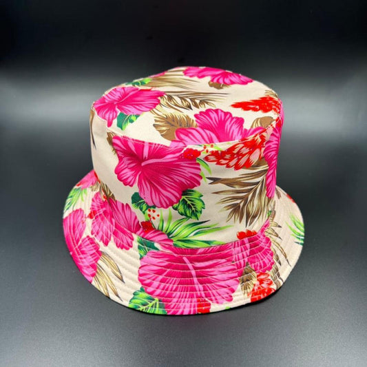 beautiful pink roses bucket hat cap: fashion print sun style reversible foldable