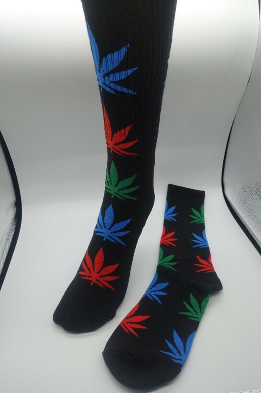 wholesale Black Socks unisex multicolor green blue red leaf wholesale