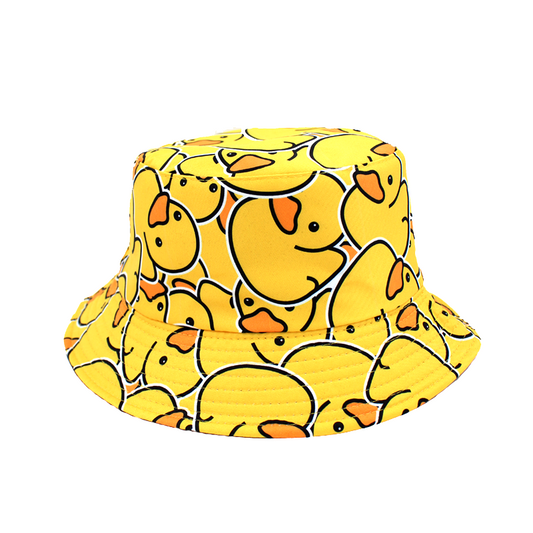 Reversible Yellow Duck Print Bucket Hat - Summer Sun Protection wholesale