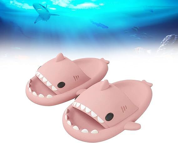 Pink Sharks Slippers shoes Kids Thick Sole In/Outdoor Sliders Sandals Non-Slip
