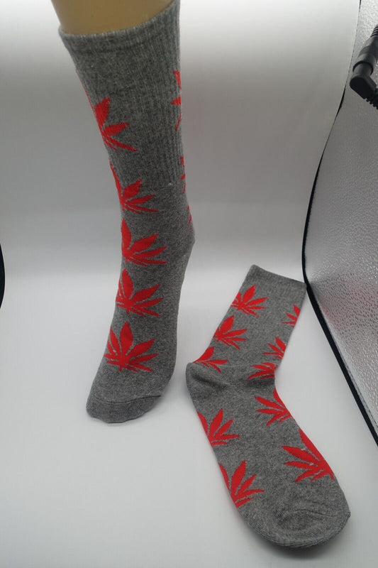Grey Socks unisex multicolor red leaf wholesale