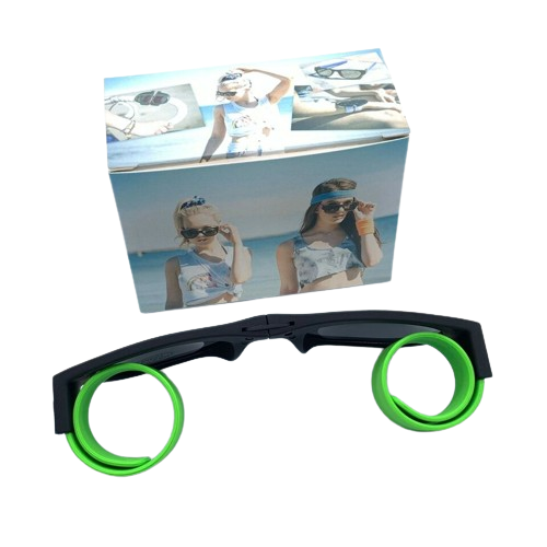 Green Sunglasses & Wristband in One Foldable Clap & Go Foldable Stylish Shades