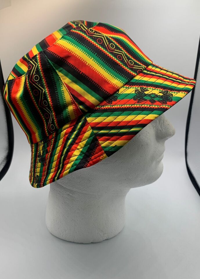 Reggae Vibes Bucket Hat - Red Gold Green Rasta Colors