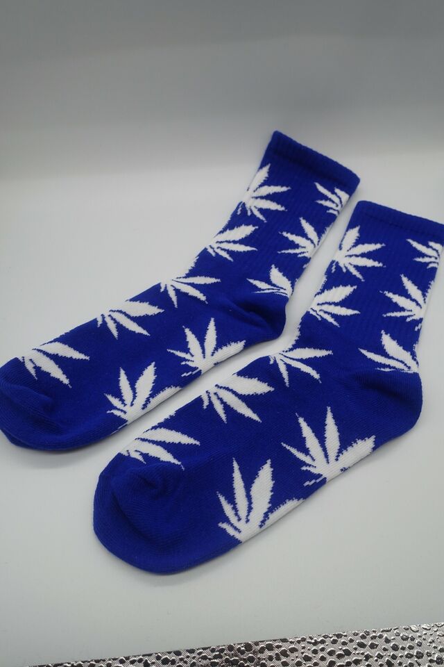 Blue Socks unisex multicolor white leaf
