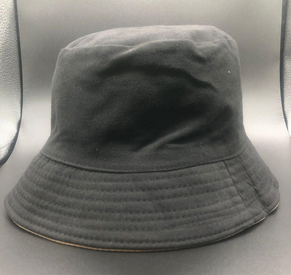 Kids Unisex Black Khaki Reversible Bucket Hat - One Size Fits Most
