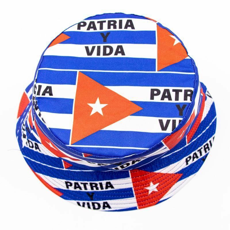 bucket hat Cubanos sos Cuba Patria y vida Cuba libre blue red and white start