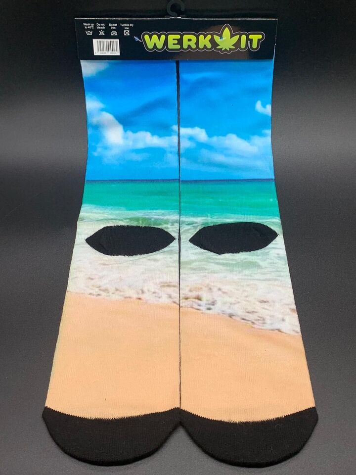 Beach Unisex Printed Long Socks Summer Paradise Beach 3D Gift Cool Design 8-13