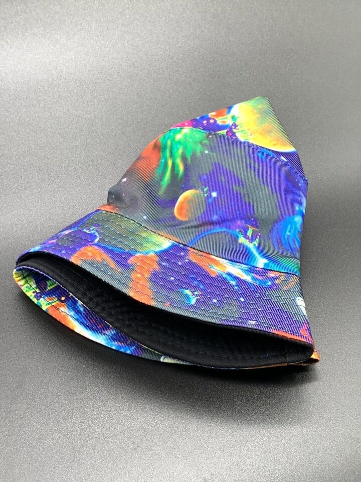 bucket hat colorful space figures one size reversible galaxy print