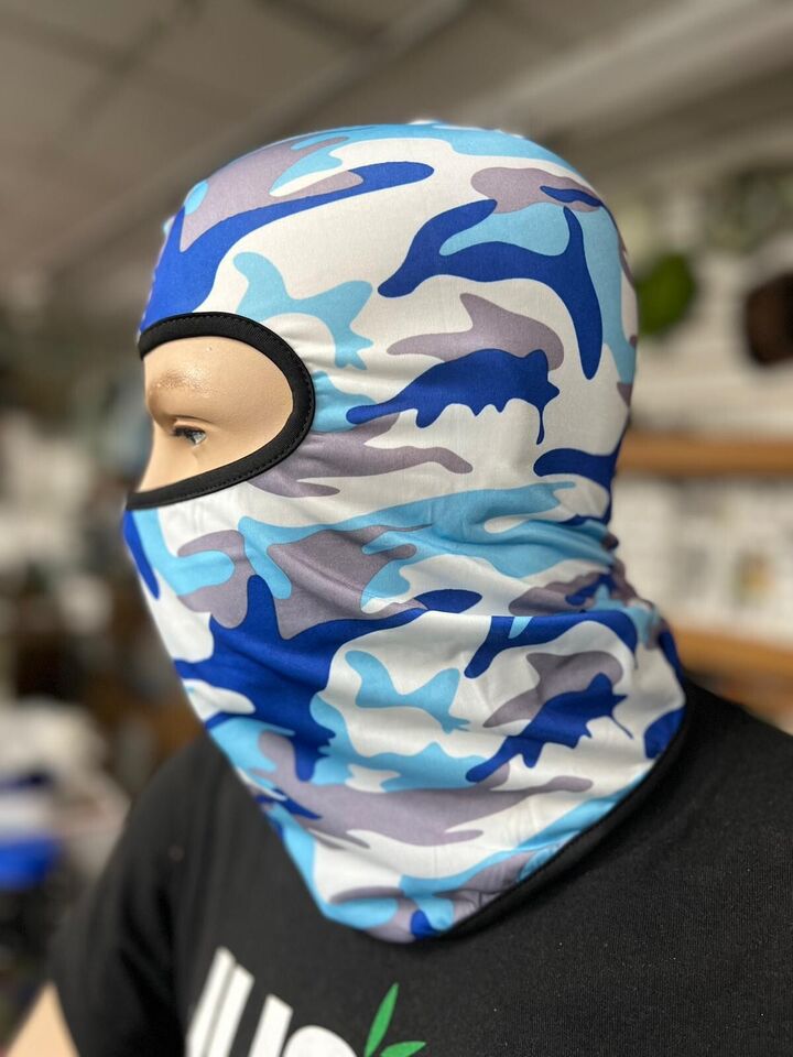 Blue camouflage ski mask unisex pop stars trendy snow kids adults
