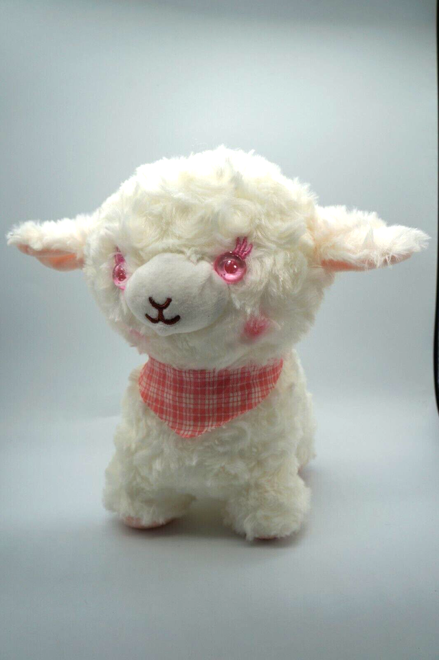 adorable white and pink baby lamb, kid plush trendy cute kawaii plush toy