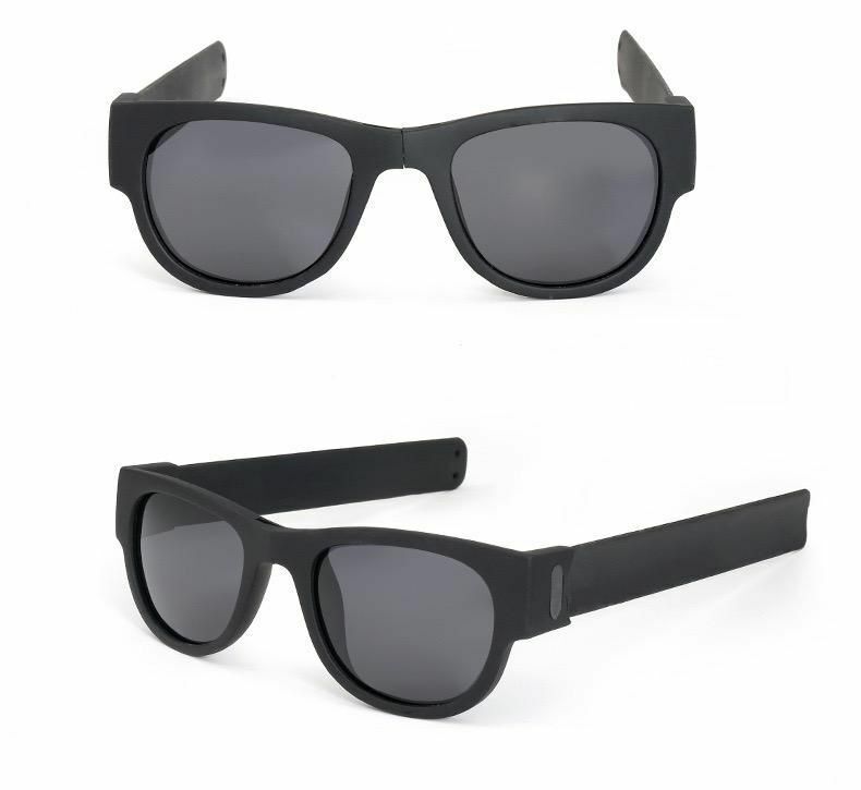 Black White Sunglasses & Wristband in One Foldable Clap & Go Foldable Stylish Shades