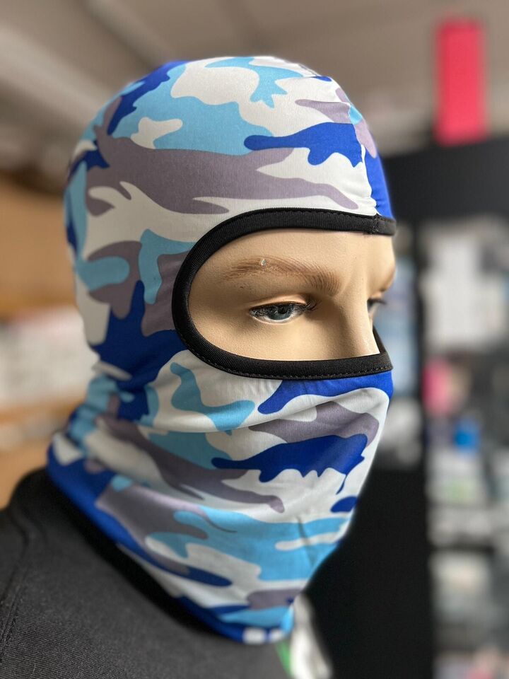 Blue camouflage ski mask unisex pop stars trendy snow kids adults