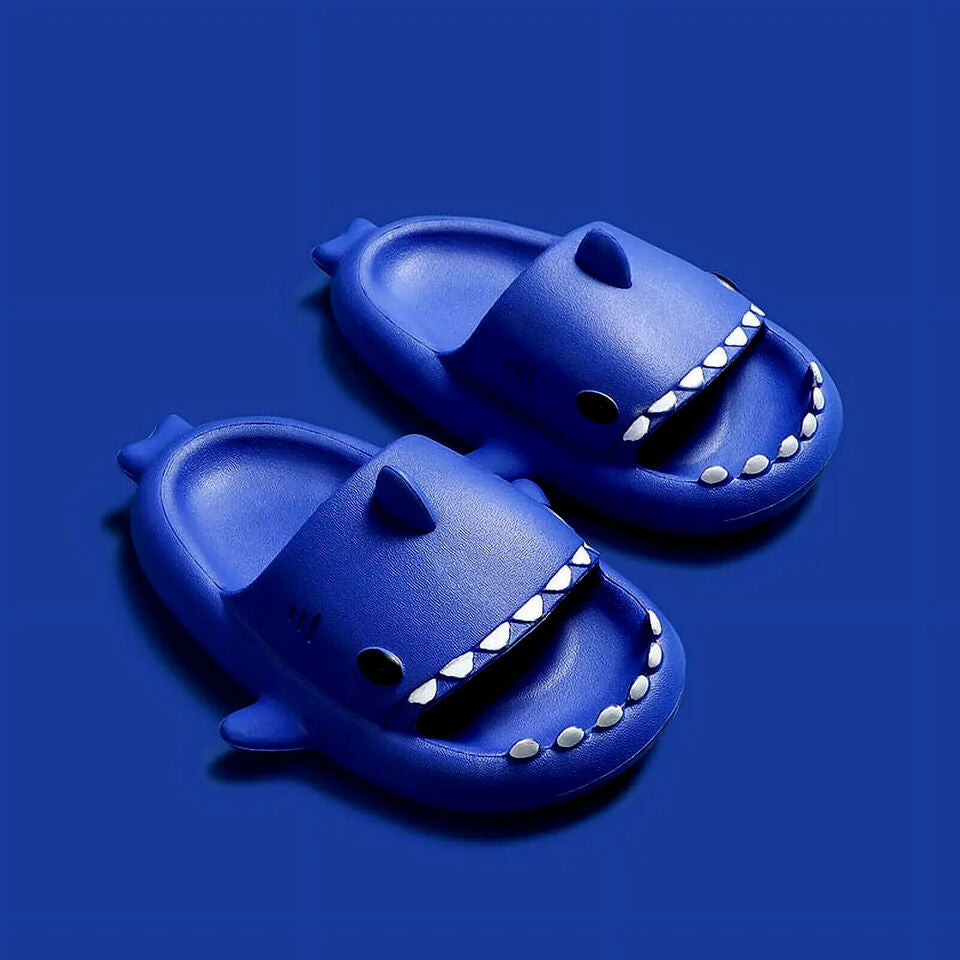Blue Sharks Slippers Kids Thick Sole In/Outdoor Sliders Sandals Shoes