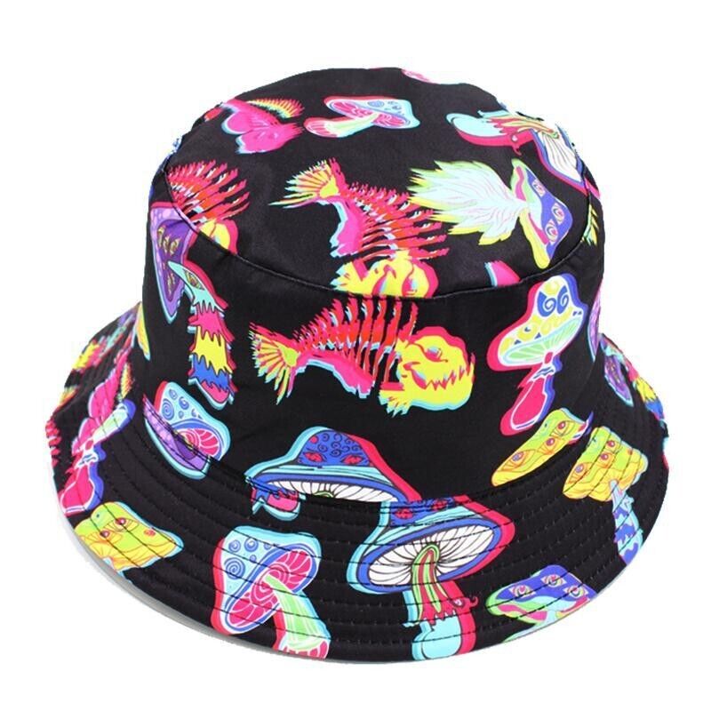 Psychedelic Eyes and Fish Skeletons Bucket Hat Popular Fashion trippy style