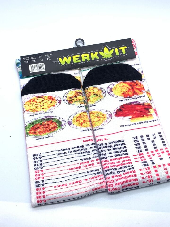Menu Unisex Printed Long Men Socks 3D Cool Gift Crazy Funny Food Menu Design