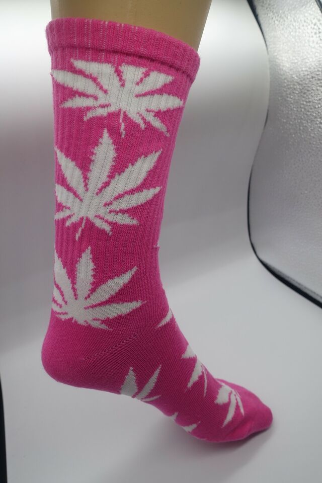 Pink Socks unisex multicolor white leaf