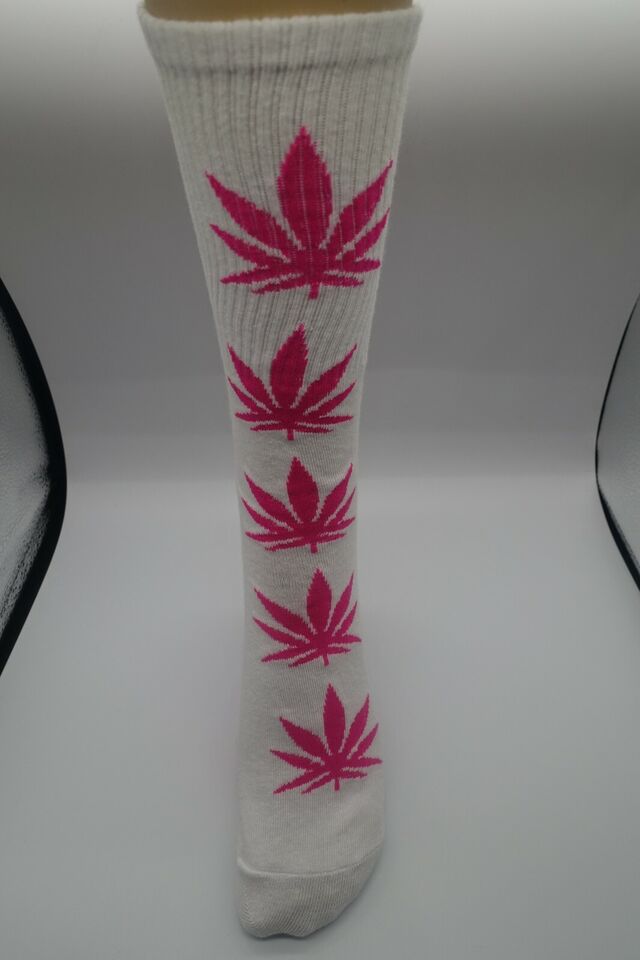 White Socks unisex multicolor pink leaf