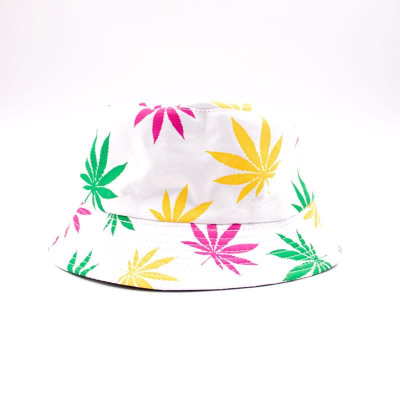 Weed print bucket hat WHITE/RAIMBOW