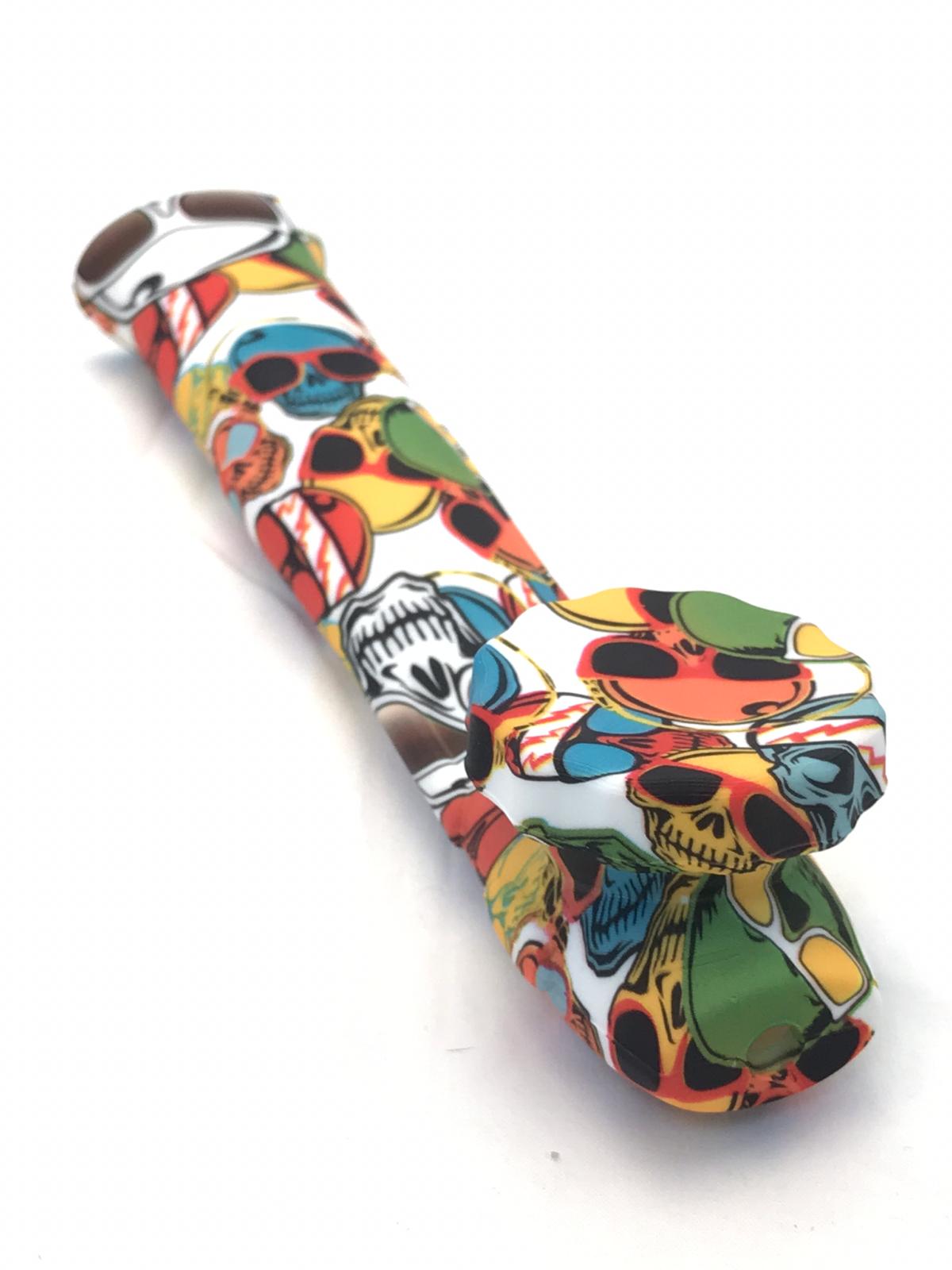 Silicon large pipe with lid SKULL COOL