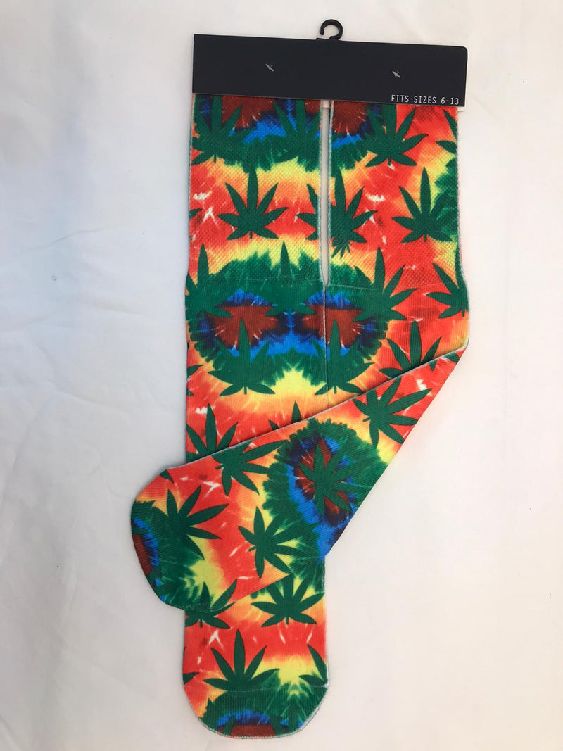 PSYCHEDELIC RASTA LEAVES printed socks