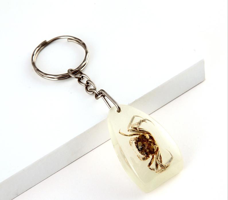 CRAB keychain real fish melted into resin