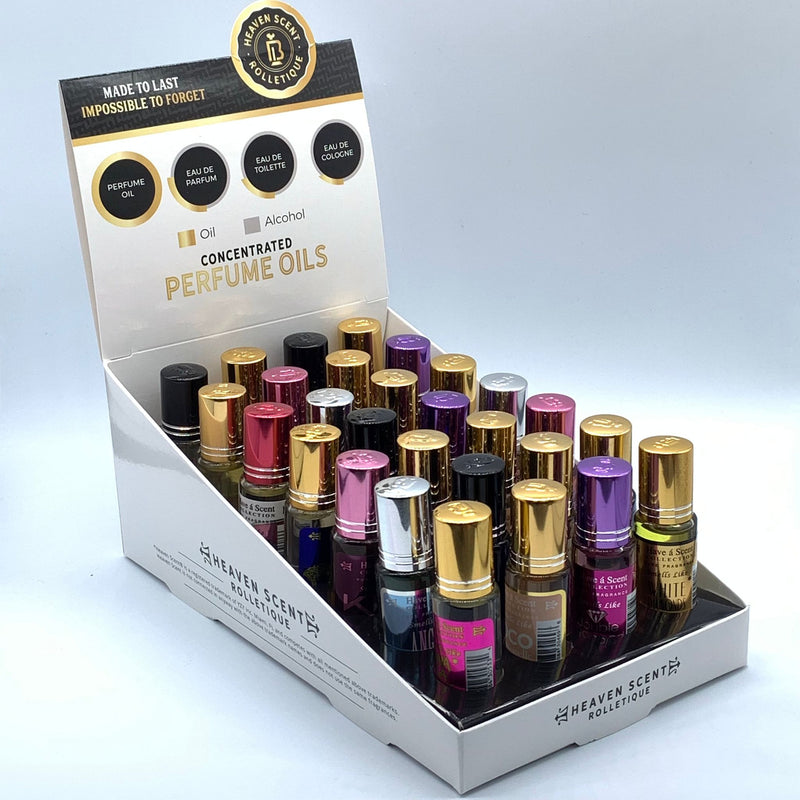 Concentrated perfume oils display for woman x28 bottles 12ml