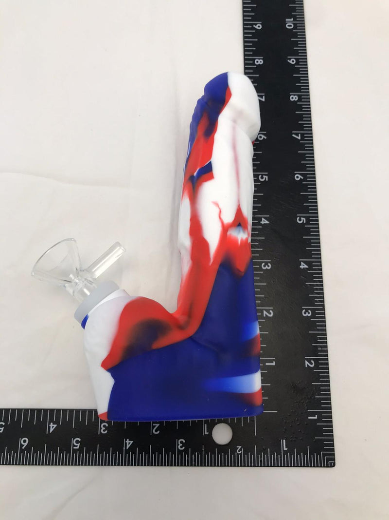 Silicon men intimate part bong BLUE/R/WHITE