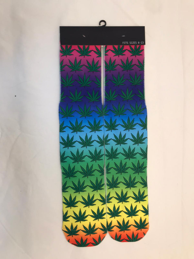RAINBOW RASTA LEAVES printed socks